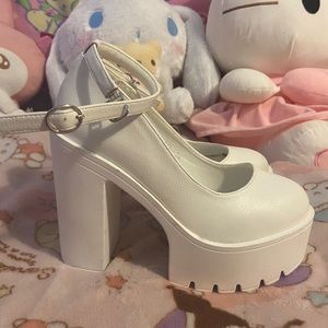 platform white mary janes